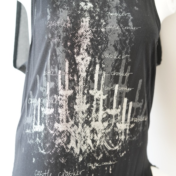 HAUTE HIPPIE Graphic Crewneck Tunic Tank, Black - Size XS - Picture 4 of 10